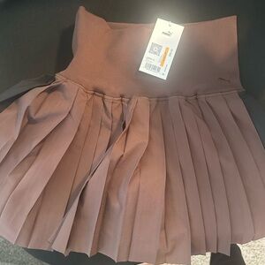 Puma Pleated Mini Skirt in Mauve Brown
